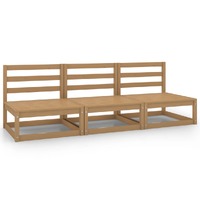  Garden Middle Sofas 3 pcs Honey Brown Solid Pinewood