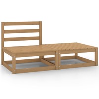  2 Piece Garden Lounge Set Honey Brown Solid Pinewood
