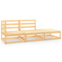  3 Piece Garden Lounge Set Solid Pinewood