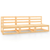  3 Piece Garden Lounge Set Solid Pinewood