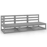  3 Piece Garden Lounge Set Grey Solid Pinewood