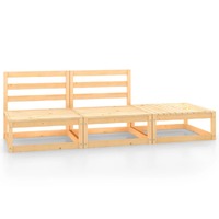  3 Piece Garden Lounge Set Solid Pinewood