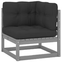  Garden Corner Sofa with Anthracite Cushions Solid Pinewood