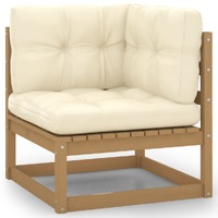  Garden Corner Sofa with Cream Cushions Solid Pinewood