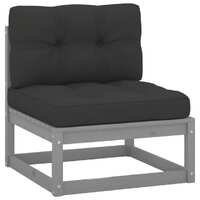  Garden Middle Sofa with Anthracite Cushions Grey Solid Pinewood
