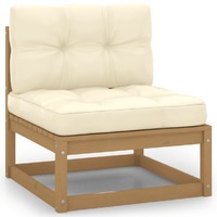  Garden Middle Sofa with Cream Cushions Solid Pinewood