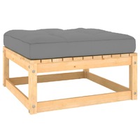  Garden Footstool with Cushion Solid Pinewood