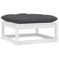  Garden Footstool with Cushion White Solid Pinewood