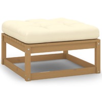  Garden Footstool with Cushion Honey Brown Solid Pinewood