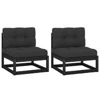  Garden Middle Sofas with Anthracite Cushions 2 pcs Solid Pinewood
