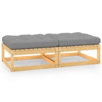  Garden Footstools with Cushions 2 pcs Solid Pinewood