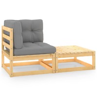  2 Piece Garden Lounge Set with Cushions Solid Pinewood
