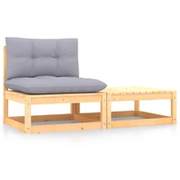  2 Piece Garden Lounge Set with Cushions Solid Pinewood