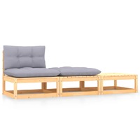  3 Piece Garden Lounge Set with Cushions Solid Pinewood