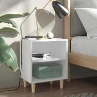  Bed Cabinet with Solid Wood Legs White 40x30x50 cm