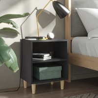  Bed Cabinets with Solid Wood Legs 2 pcs Grey 40x30x50 cm
