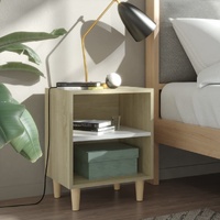  Bed Cabinets Solid Wood Legs 2pcs Sonoma Oak&amp;White 40x30x50cm
