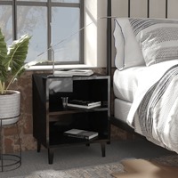  Bed Cabinets with Metal Legs 2 pcs High Gloss Black 40x30x50 cm