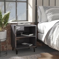  Bed Cabinets with Metal Legs 2 pcs High Gloss Grey 40x30x50 cm