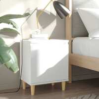  Bed Cabinets with Solid Wood Legs 2 pcs White 40x30x50 cm