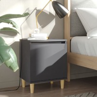  Bed Cabinets with Solid Wood Legs 2 pcs Grey 40x30x50 cm