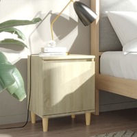  Bed Cabinets with Solid Wood Legs 2 pcs Sonoma Oak 40x30x50 cm