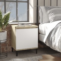  Bed Cabinet Metal Legs Sonoma Oak and White