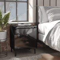  Bed Cabinet with Metal Legs High Gloss Black