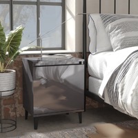  Bed Cabinet with Metal Legs High Gloss Grey 40x30x50 cm
