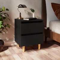  Bed Cabinets with Solid Pinewood Legs 2 pcs Black 40x35x50 cm