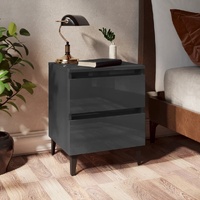  Bed Cabinet High Gloss Grey 40x35x50 cm Engineered Wood