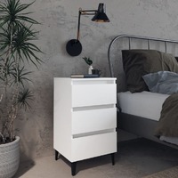  Bed Cabinet with Metal Legs White 40x35x69 cm