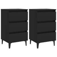  Bed Cabinet with Metal Legs 2 pcs Black 40x35x69 cm