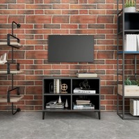 TV Cabinet with Metal Legs High Gloss Grey 69.5x30x50 cm