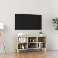  TV Cabinet with Solid Wood Legs Sonoma Oak 103.5x30x50 cm