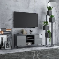  TV Cabinet with Metal Legs High Gloss Grey 103.5x35x50 cm