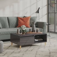  Coffee Table High Gloss Grey 90x60x35 cm Engineered Wood
