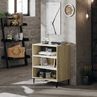  Sideboard White and Sonoma Oak 57x35x70 cm Engineered Wood