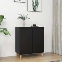  Sideboard with Solid Wood Legs Black 60x35x70 cm Engineered Wood