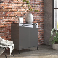  Sideboard High Gloss Grey 60x35x70 cm Engineered Wood