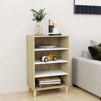  Sideboard White and Sonoma Oak 57x35x90 cm Engineered Wood