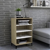  Sideboard White and Sonoma Oak 57x35x90 cm Engineered Wood