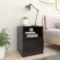  Bed Cabinet High Gloss Black 40x40x50 cm Engineered Wood