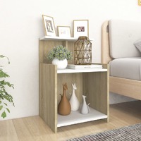  Bed Cabinets 2 pcs White and Sonoma Oak 40x35x60 cm Engineered Wood
