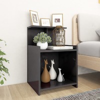  Bed Cabinet High Gloss Grey 40x35x60 cm Engineered Wood