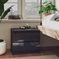  Bed Cabinets 2 pcs High Gloss Grey 50x39x43.5 cm Engineered Wood