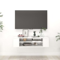  Hanging TV Cabinet High Gloss White 100x30x26.5 cm Engineered Wood