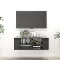  Wall-Mounted TV Cabinet High Gloss Black 102x35x35 cm Engineered Wood