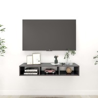  Wall Shelf High Gloss Grey 102x30x17 cm Engineered Wood