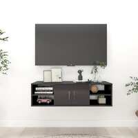  Wall Shelf High Gloss Grey 102x30x29 cm Engineered Wood